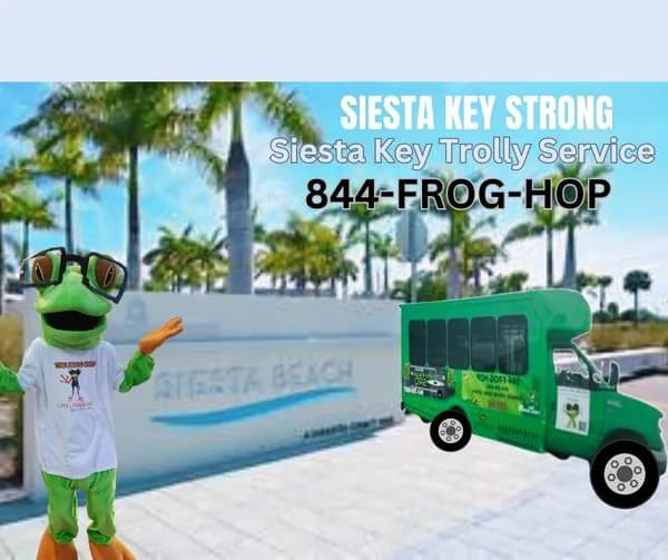 The Frog Hop mascot at Siesta Key Beach